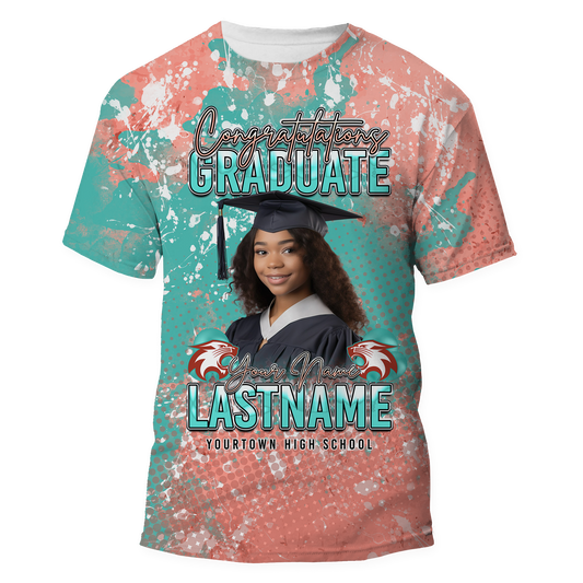 Graduation All Over Digital Print T-Shirt